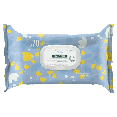 Klorane Bébé Lingettes Nettoyantes Douces au Calendula 70 Unités
