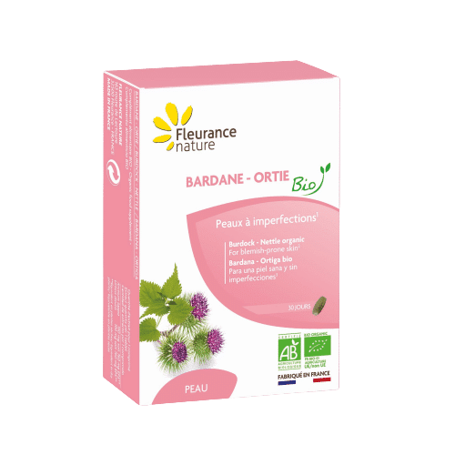 Fleurance Nature Bardane – Pensée sauvage – Ortie Bio Complément alimentaire. Boîte de 30 comprimés