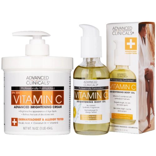 Advanced Clinicals Coffret Crème Corporelle à la Vitamine C + Huile Corporel