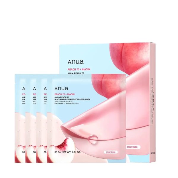 Anua Masque Collagène Éclaircissant à la Peach et à la Niacine 4 pièces