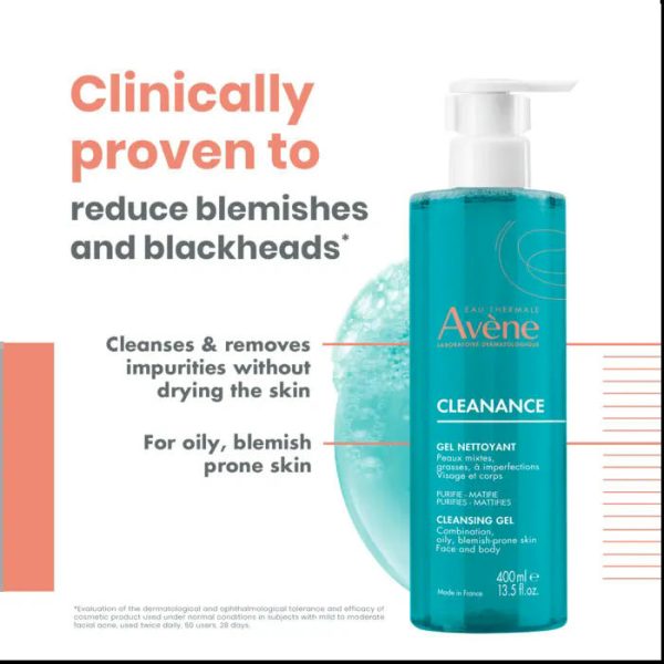 Avene CLEANANCE Gel Nettoyant Peaux Grasses à Imperfections 400 ml