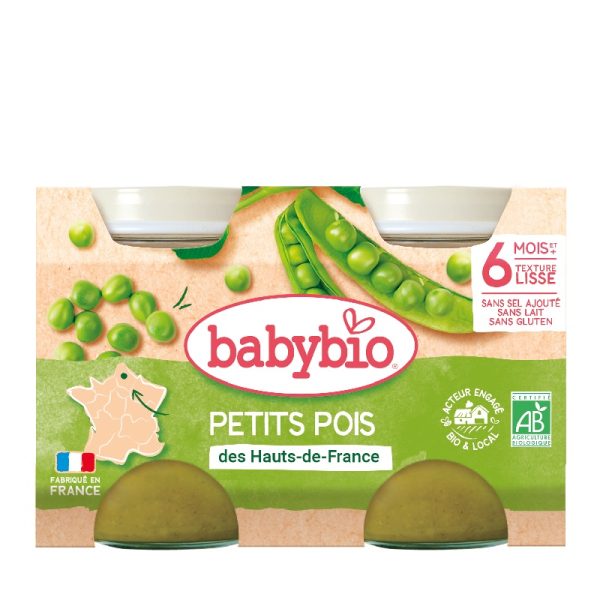 Babybio Légumes bébé Petits pois des Hauts-de-France Petits pots 2x130g
