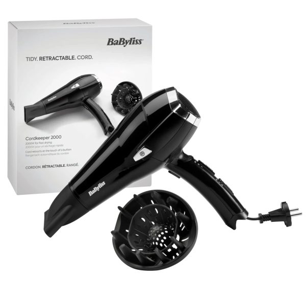 BaByliss Sèche Cheveux Cordkeeper 2000 avec Enrouleur de Câble 1 pièce