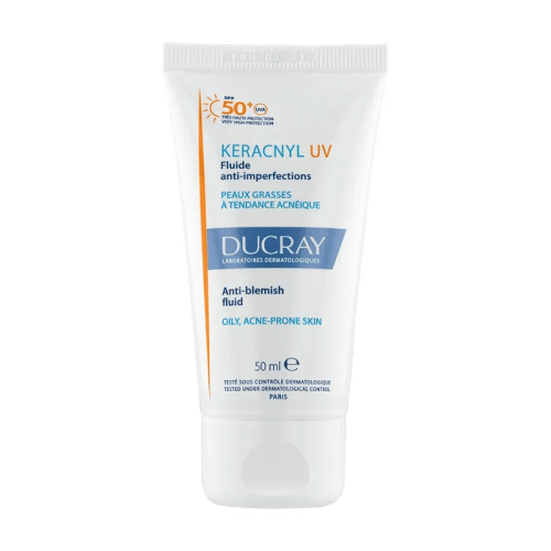 Ducray KERACNYL UV – Fluide Anti-Imperfections SPF50+ Peaux Grasses à Tendance Acnéique 50ml