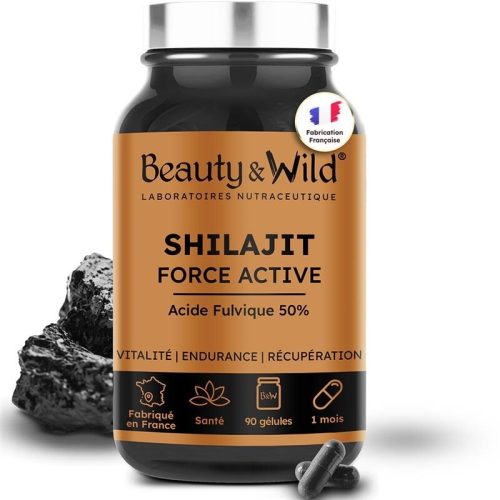 Beauty&Wild Shilajit Pur Complément Alimentaire Naturel pour l’Énergie Vitalité et la Clarté Mentale 90 gélules