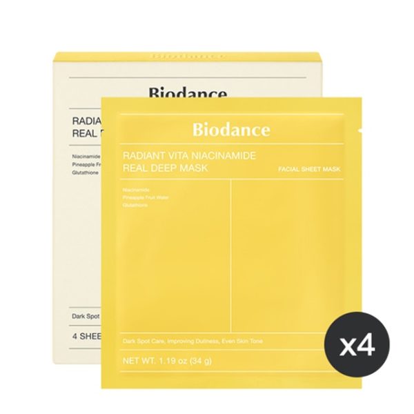 Biodance Masque Glow Boost Éclat Visage à la Niacinamide et au Glutathion 4 Pièce