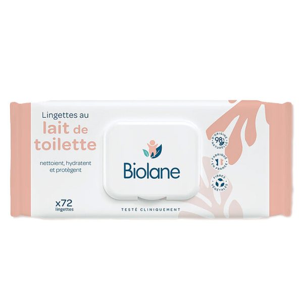 Biolane Paquet de 72 Lingettes au Lait de Toilette