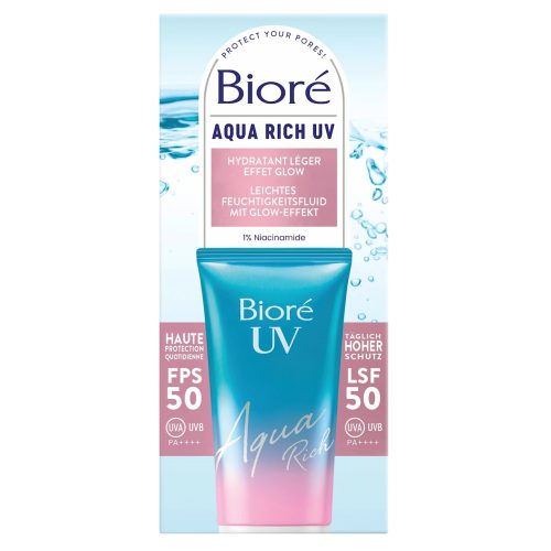 Bioré Fluide Solaire Hydratant Spf50 Aqua Riche UV Effet Glow 50 ml