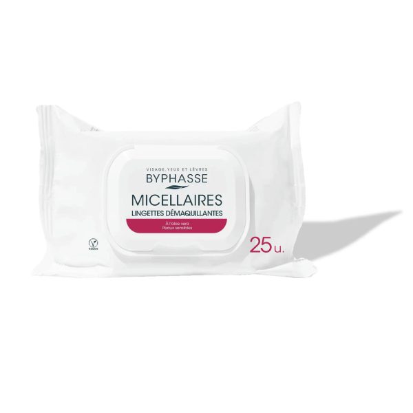 BYPHASSE Lingettes démaquillantes solution micellaire peaux sensibles 25 u.