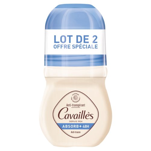 Cavaillès Déodorant Absorb+ anti-transpiration et odeurs lot de 2 roll-on de 50 ml