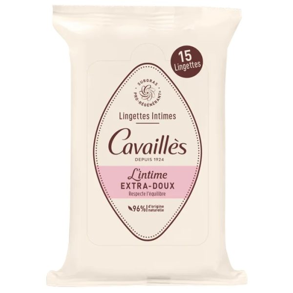 Cavaillès Lingettes Intimes Extra Doux 15 lingettes