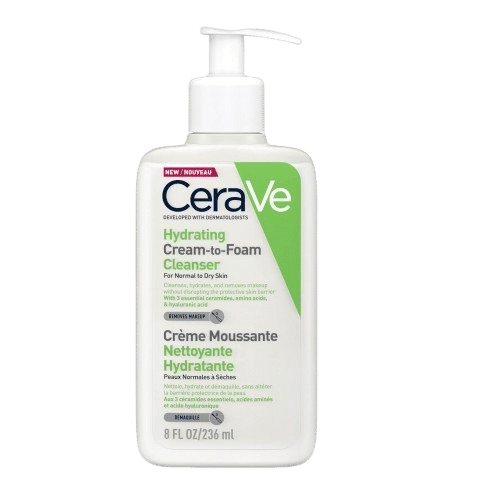 cerave-removebg-preview CeraVe – Crème Moussante Nettoyante Hydratante Visage pour les Peaux Normales à Sèches 236ml