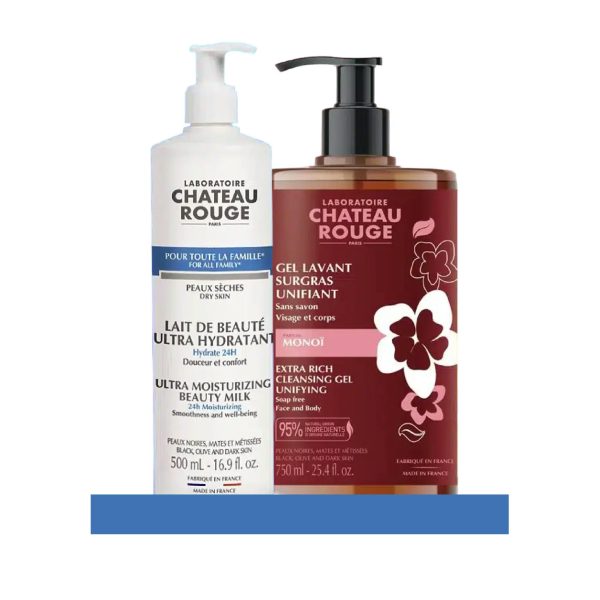 Chateau Rouge Duo Hydratant et Unifiant (Lait 500ml + Gel Douche 750ml)