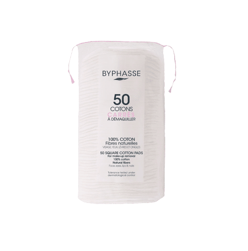 disques-coton Byphasse Disques Carrés Démaquillants Coton 50 pièces