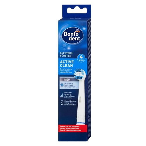 Dontodent Active Clean Têtes de Brosse de Rechange pour Brosse à Dents Électrique Rechargeable