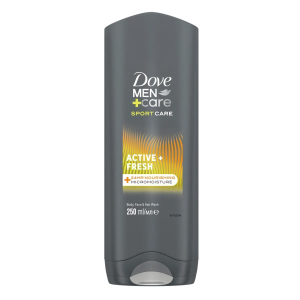 Dove MEN+CARE Soins Douche et Shampoing Homme 3en1 Active Fresh 250 ml