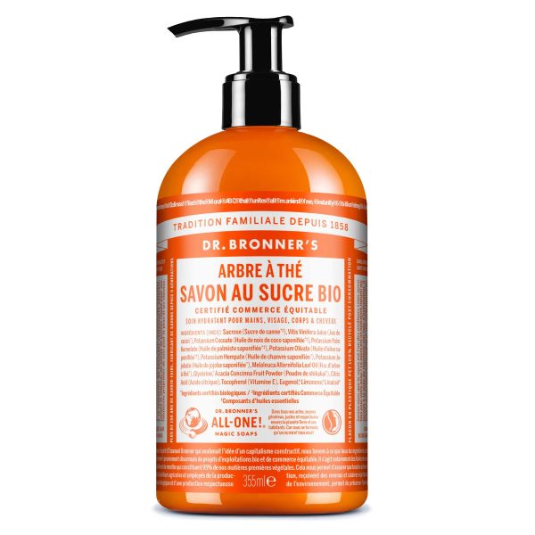 Dr. Bronner's Savon Liquide Arbre à Thé Flacon Pompe 355 ml