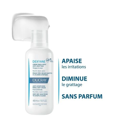 Ducray Dexyane Crème Émolliente Anti-Grattage Peaux Très Sèches Suettes à l'Eczéma Atopique 400ml