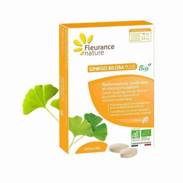 Fleurance Nature Complément Alimentaire Ginkgo Biloba Plus Bio 30 comprimés