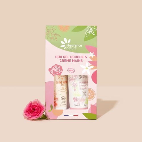 Fleurance Nature Crème Mains Rose Bio 30 ml et Gel Douche Rose 50ml