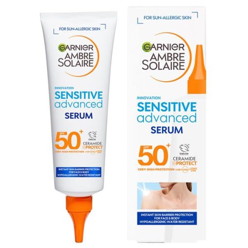 Garnier Ambre Solaire Sensible Sérum Solaire Invisible Très Haute Protection SPF50+ Visage Et Corps 125 ml