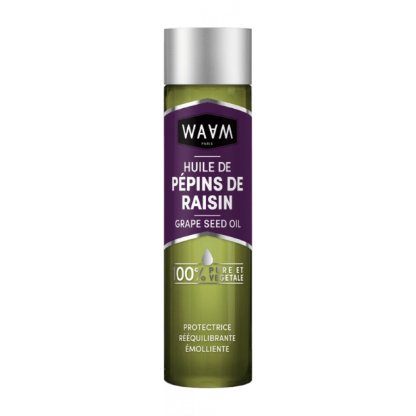 Waam Huile de pépins de raisin Démaquillage réguler le sébum cheveux secs fins et cassants 75 ml