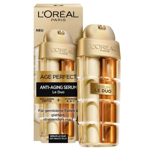 L'Oréal Age Perfect Sérum Anti-Âge Le Duo Fermeté Instantanée Anti-Rides et Éclat 30 ml
