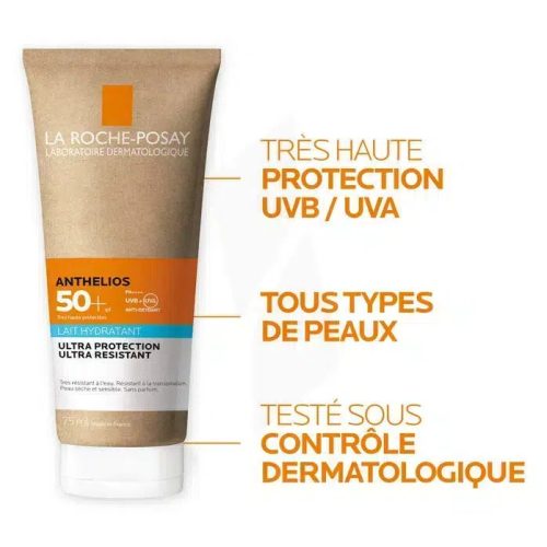 la-roche-posay-anthelios-spf50-lait-hydratant-corps-sans-parfum-dakaruniverscosmetix La Roche Posay Anthelios Lait Solaire Hydratant Corps Spf50 Peaux Séches Sans parfum 75 ml