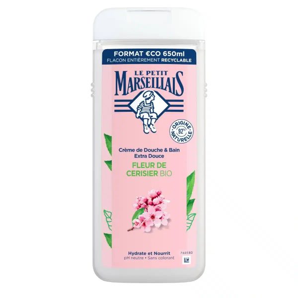 Le Petit Marseillais Crème de Douche et Bain Extra Douce Fleur de Cerisier BIO 650 ml