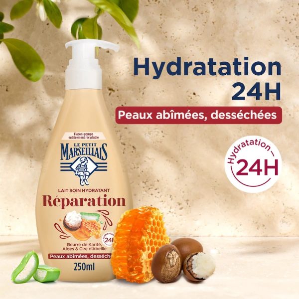 Le Petit Marseillais Lait Corps Réparation Karité Aloès et Cire d'Abeille 250 ml