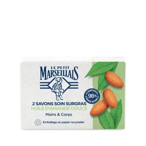 Le Petit Marseillais Savon Surgras à l’Huile d’Amande Douce Mains et Corps 2×100 g