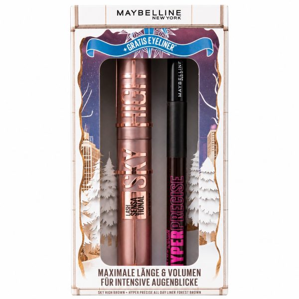 Maybelline Coffret Mascara Brown Lash Sensational Sky High + Hyper Precise All Day Liner Forest Brown