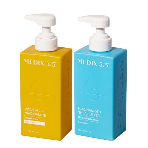 Medix 5.5 Kit Soin Nourrissant et Éclat : Gel Douche Vitamin C + Lait à la Niacinamide