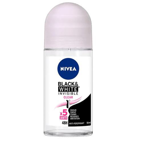 Nivea Black And White Invisible Clear Déodorant Roll-On 0% Alcool 48h 50 ml