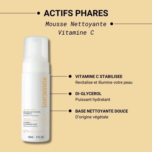 Nuhanciam Mousse Nettoyante VITAMINE C Lissage et Fermeté de la Peau Douce 150 ml