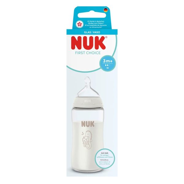 Nuk Biberon en Verre First Choice Blanc à partir de 3 mois 240 ml