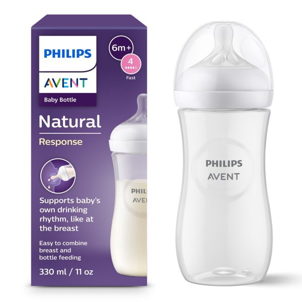 Philips AVENT Natural Response Biberon Blanc avec Tétine Forme Sein (6 MOIS) 330 ml