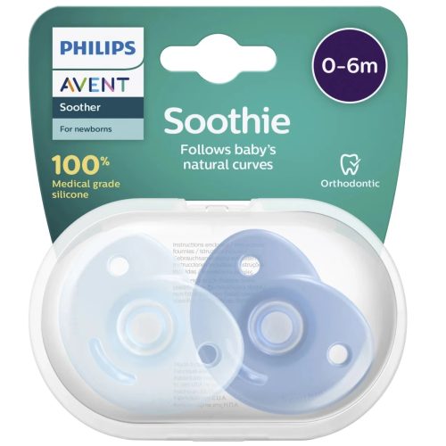 Philips Avent Sucette en Silicone Soothie Bleu 0-6 Mois 2 pièces