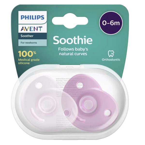 Philips Avent Sucette en Silicone Soothie Rose 0-6 Mois 2 pièces