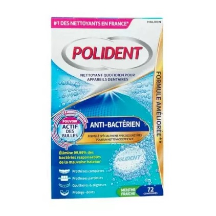 Polident Corega Anti-Bactérien Nettoyant 72 Comprimés