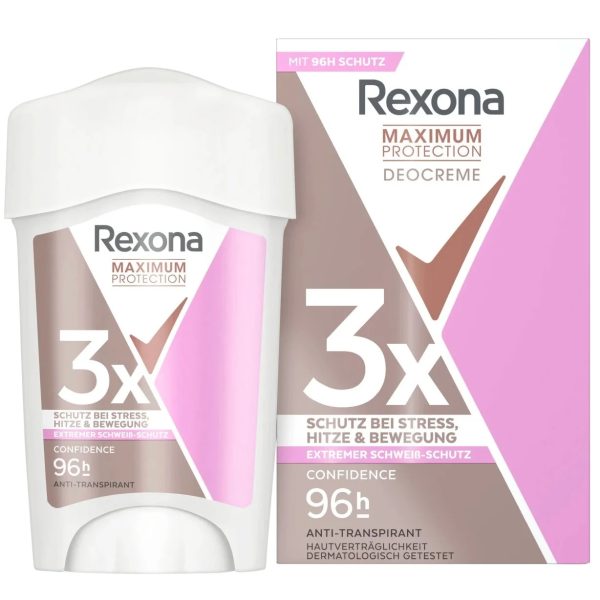 Rexona Anti Transpirant Crème Déodorante Maximum Protection Confidence 96 H 45 ml