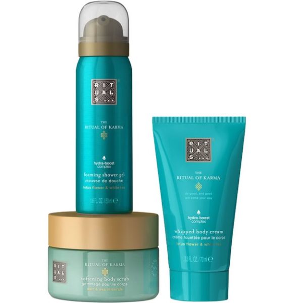 Rituals The Ritual of Karma Fleur de Lotus et Thé Blanc Coffret cadeau Crème corps 50ml + Gel Douche 70ml +Gommage corps 125g