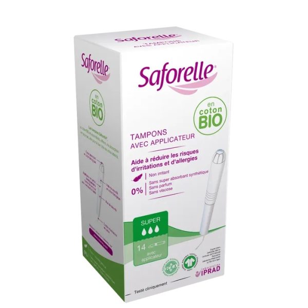 Saforelle Coton Protect 14 Tampons Super Avec Applicateur En Coton Bio Hygiène Féminine