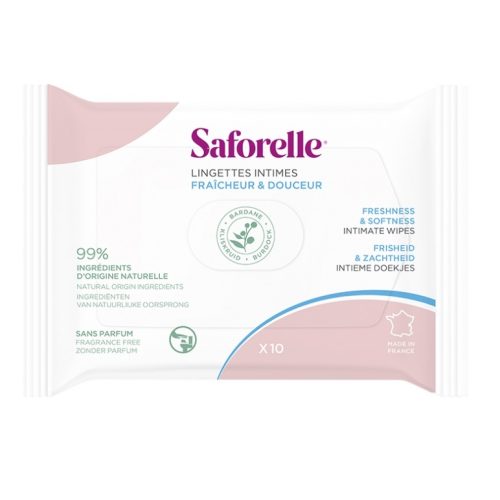 Saforelle Lingettes Intimes Fraîcheur et Douceur 10 Lingettes