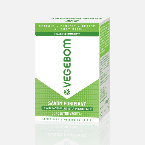 VEGEBOM Savon Purifiant Anti-imperfections : brillance -boutons et points noirs 100g