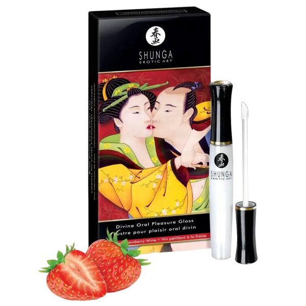 Shunga Gloss Plaisir Oral Divin Fraise Effet Chaud Froid 10 ml