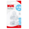 NUK First Choice Plus Tétines Physiologiques en Silicone Aucune Colique 2 pièces (Age 6 à 18 mois)