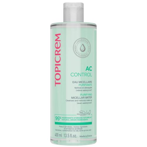 Topicrem AC Eau Micellaire Purifiante Démaquillante(même waterproof) Nettoyante et Purifiante 400 ml