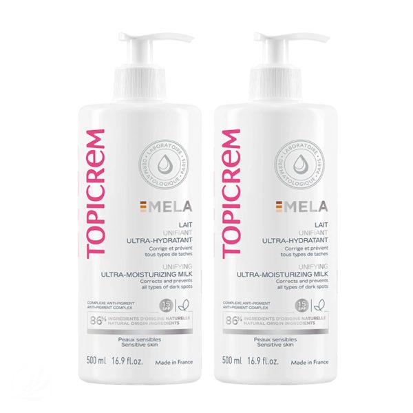 Topicrem Mela Duo Lait Unifiant Ultra-Hydratant Spf15 2x500ml