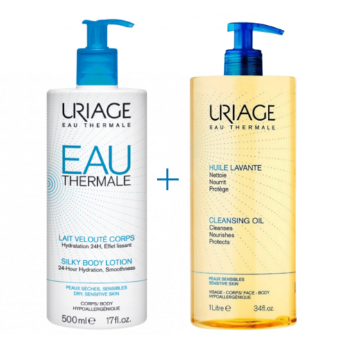 uriage-lait-gel Uriage Duo Hydratation Intense à L'Eau Thermal Lait + Huile Lavante